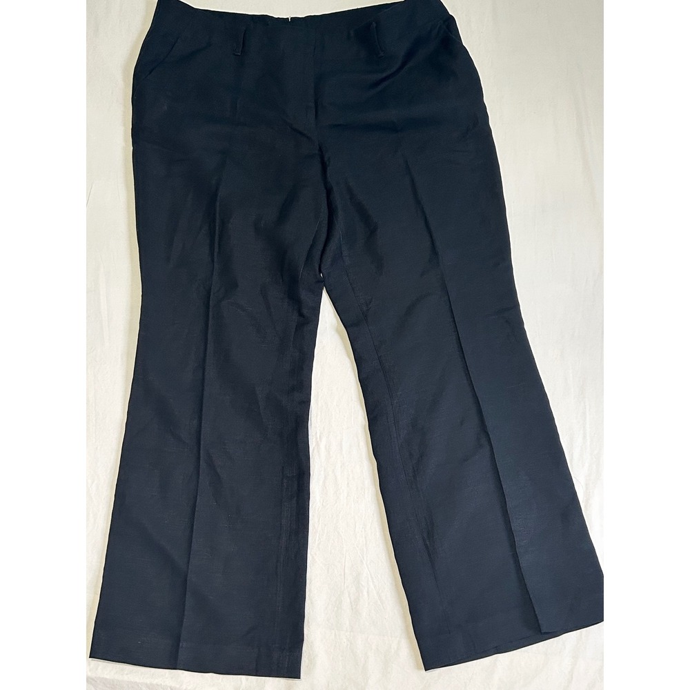 Theory Black Linen Blend Straight Leg Dress Pants Trousers 70072 Size 16W